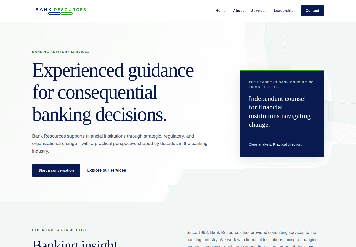 Production Bank Resources homepage, responsive, launched September 2026